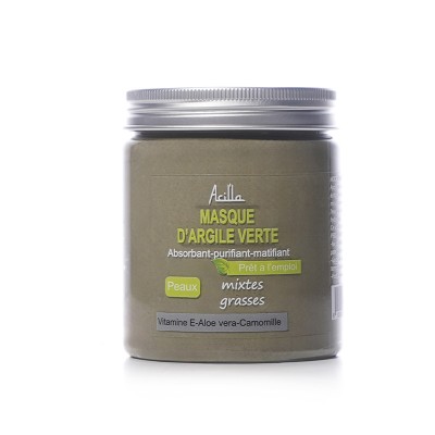 Masque Argile Verte Purifiant — Visage & Cheveux, Peaux Mixtes à Grasses | Acilla
