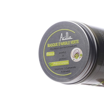 Masque Argile Verte Purifiant — Visage & Cheveux, Peaux Mixtes à Grasses | Acilla