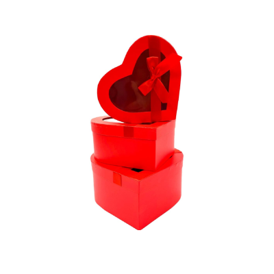 Coffret fenêtre cœur rouge ruban